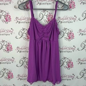 Soma tank top fairy hem asymmetrical lace cinch sexy Lavender Lace Trim Top